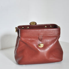 Handmade Womens Black Leather Doctor Handbag Purse Vintage Small Doctor Shoulder Bag for Women