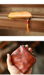 Vintage Slim Black Leather Mens Coin Wallet Zipper Coin Holder Change Pouch For Men