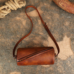 Vintage MIX Leather Womens Barrel Shoulder Bag - Size Detail
