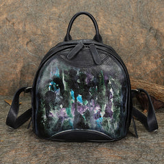 Best Watercolour Leather Rucksack Womens Vintage Small School Backpacks Leather Backpack Purse