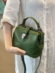 Womens Coffee Leather Doctor Handbag Purse Vintage Handmade Doctor Shoulder Bag for Women