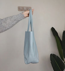 Fashion Womens Blue Leather Oversize Tote Bag Blue Shoulder Tote Bag Handbag Tote For Women