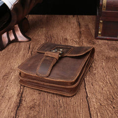 Cool Brown Leather Men's Belt Pouch Cell Phone Holster Small Belt Bag Waist Bag For Men