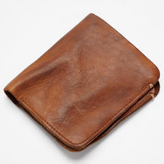 Dark Brown Handmade Leather Mens Bifold Small Wallet Brown billfold Wallet Card Wallet For Men