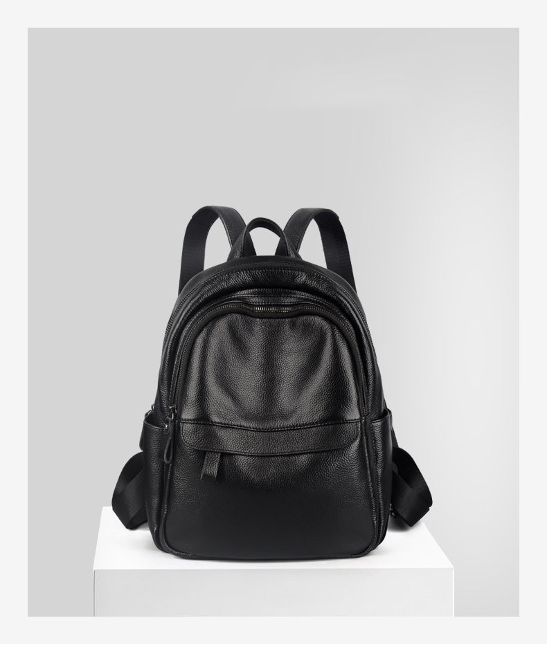 Fashion Womens Black Leather Backpack Purse Leather School Black Backpack Laptop Backpack Purse