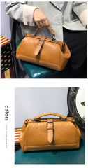 Vintage Womens Brown Leather Doctor Handbag Purse Handmade Doctor Shoulder Bag for Women