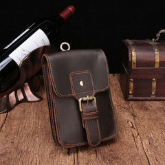 Cool Brown Leather Men's Belt Pouch Cell Phone Holster Small Belt Bag Waist Bag For Men