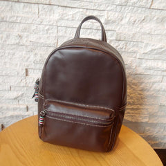 Fashion Womens Coffee Leather Zipper Leather Backpack Womens Best Womens Backpack