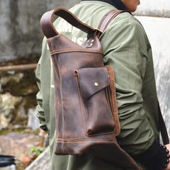 Cool Leather Mens Chest Bag Sling Bags Sling Crossbody Bag Travel Sling Bag for men
