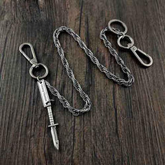 25'' Metal HUNTER SWORD BIKER SILVER WALLET CHAIN LONG PANTS CHAIN SILVER jeans chain jean chain FOR MEN