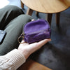 Vintage Women Gray Leather Zip Coin Pouch with Keyring Coin Wallet Change Wallet For Women