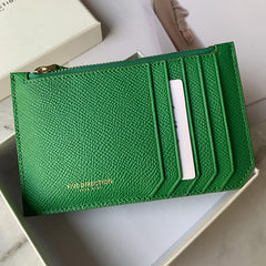 Cute Women Blue Leather Slim Card Holder Card Wallet Zipper Change Wallet For Women