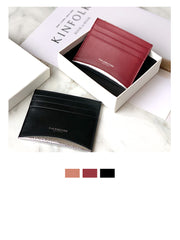 Women Orange Leather Card Holders Small Card Wallet Minimalist Credit Card Holder For Women