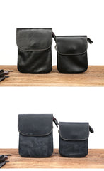 Cool Black Leather Mens Small Vertical Courier Bag Brown Messenger Bags Blue Postman Bag For Men