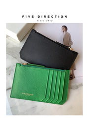 Cute Women Black Leather Slim Card Holder Card Wallet Zipper Change Wallet For Women