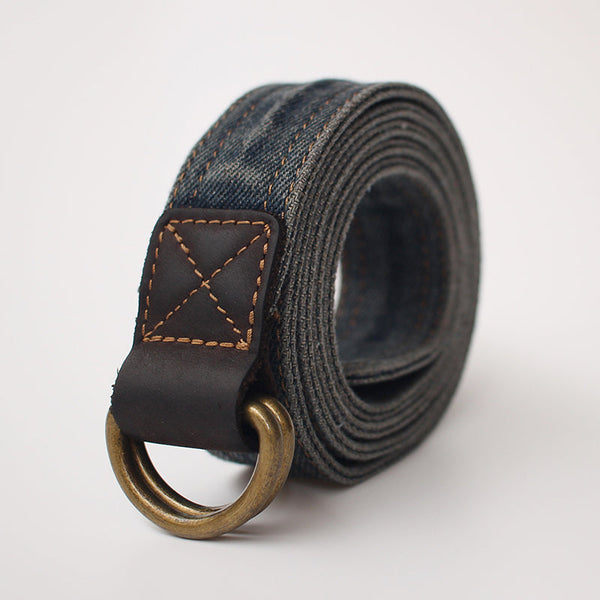 Cool Double Loops Denim Belt Denim Blue - Back View