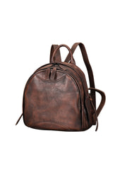 Best Coffee Leather Rucksack Womens Vintage Small School Backpacks Leather Backpack Purse