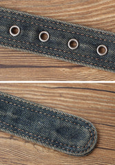 Cool Double Loops Denim Belt Denim Blue Belt Vintage Denim Belt For Men Women