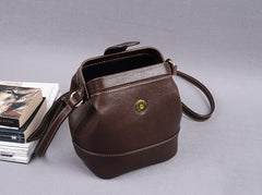 Vintage Womens Black Leather Small Doctor Shoulder Bag Doctor Crossbody Purses for Women