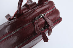 Genuine Leather Cute Women Backpack Bag Shoulder Bag Red Brown Leather Purse