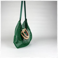 Womens Blue Net Polyester Leather Tote Handbag Purse Polyester Tote Shoulder Bag Purse for Ladies