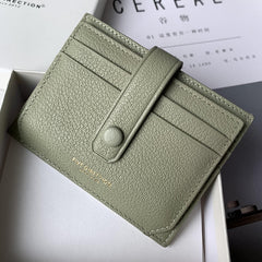 Cute Women Khaki Sheepskin Card Holder Slim Card Wallet Khaki Card Holder Credit Card Holder For Women