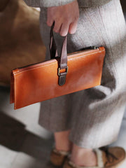 Unusual Handbags Soft Tan Leather Handbag Folded Clutch - Annie Jewel