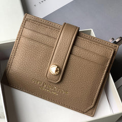 Cute Women Mocha Green Sheepskin Card Holder Slim Card Wallet Mocha Green Small Card Holder Credit Card Holder For Women