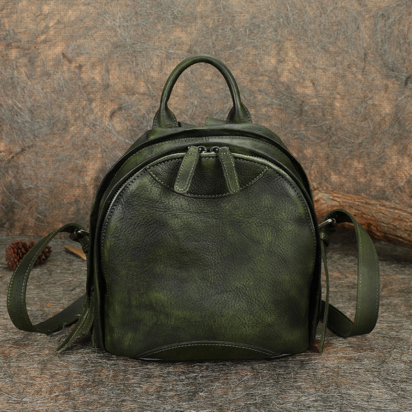 Best Purple Leather Rucksack Womens Vintage Small - Leather Texture Detail