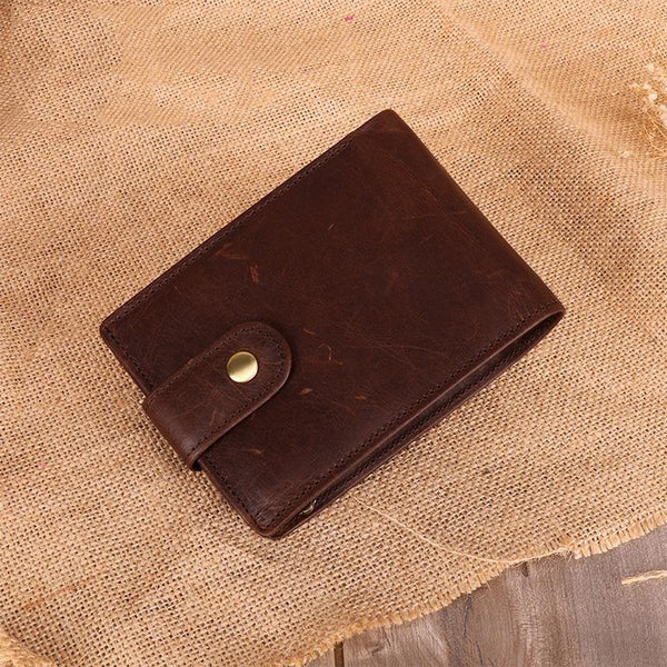 Small Trifold Leather Mens Wallet Billfold Wallet - Back View