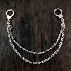 27'' Metal DOUBLE Chain BIKER SILVER WALLET CHAIN Handcuffs LONG PANTS CHAIN SILVER jeans chain jean chain FOR MEN