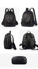 Fashion Womens Black Leather Backpack Purse Leather School Black Backpack Laptop Backpack Purse