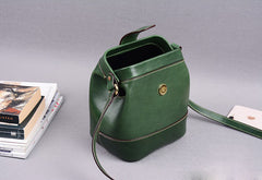 Vintage Womens Green Leather Small Doctor Shoulder Bag Dark Green Doctor Crossbody Purse for Women