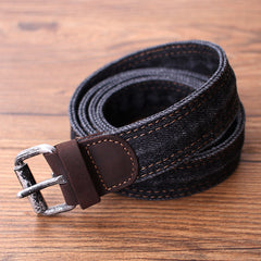 Cool Double Loops Denim Belt Denim Blue Belt Vintage Denim Belt For Men Women