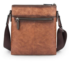 Brown  LEATHER MEN'S Small Side bag Square MESSENGER BAG Tan Square Courier Bag FOR MEN