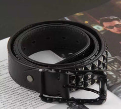 Handmade Custom personalized punk rivet Leather men White black belt