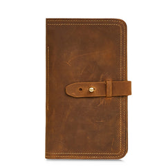 Cool Leather Mens Travel Long Wallet Passport Leather Wallet Long Wallet for Men