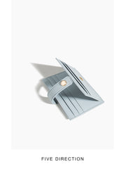 Cute Women White Blue Vegan Leather Small Card Holder Card Wallet Slim Card Holder Credit Card Holder For Women