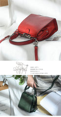 Womens Green Leather Doctor Handbag Purses Square Doctor Crossbody Purse for Women