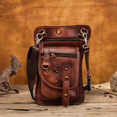 Cool Leather Utility Drop Leg Bag Belt Pouch Mens Waist Bag Shoulder Bag for Men
