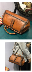 Vintage Womens Tan Leather Doctor Handbag Purse Handmade Doctor Shoulder Bag for Women