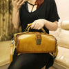Vintage Womens Black Leather Doctor Handbag Purses - Chain Detail