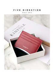 Women Orange Leather Card Holders Small Card Wallet Minimalist Credit Card Holder For Women