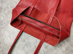 Fashion Womens Red Leather Oversize Tote Bag Red Shoulder Tote Bag Handbag Tote For Women