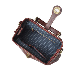 Handmade Womens Brown Leather Doctor Handbag Purse Vintage Small Doctor Shoulder Bag for Women