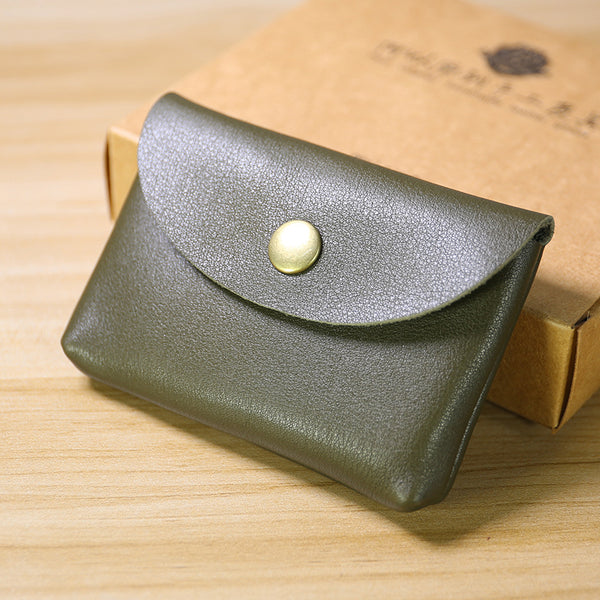 Green Cute Women Leather Card Wallet Mini - Back View