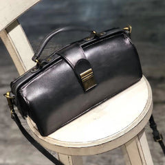 Vintage Womens Gray Leather Doctor Handbag Purses Vintage Handmade Doctor Crossbody Purse for Women