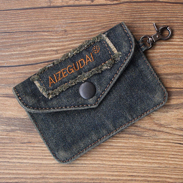 Vintage Womens Denim Mini Card Holder with - Back View