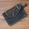 Vintage Womens Denim Mini Card Holder with Lanyard Denim Small Card Wallet  for Women