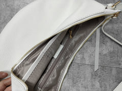Fashion Women Black Leather Saddle Shoulder Bag Side Bag White Saddle Crossbody Bag Purse For Women